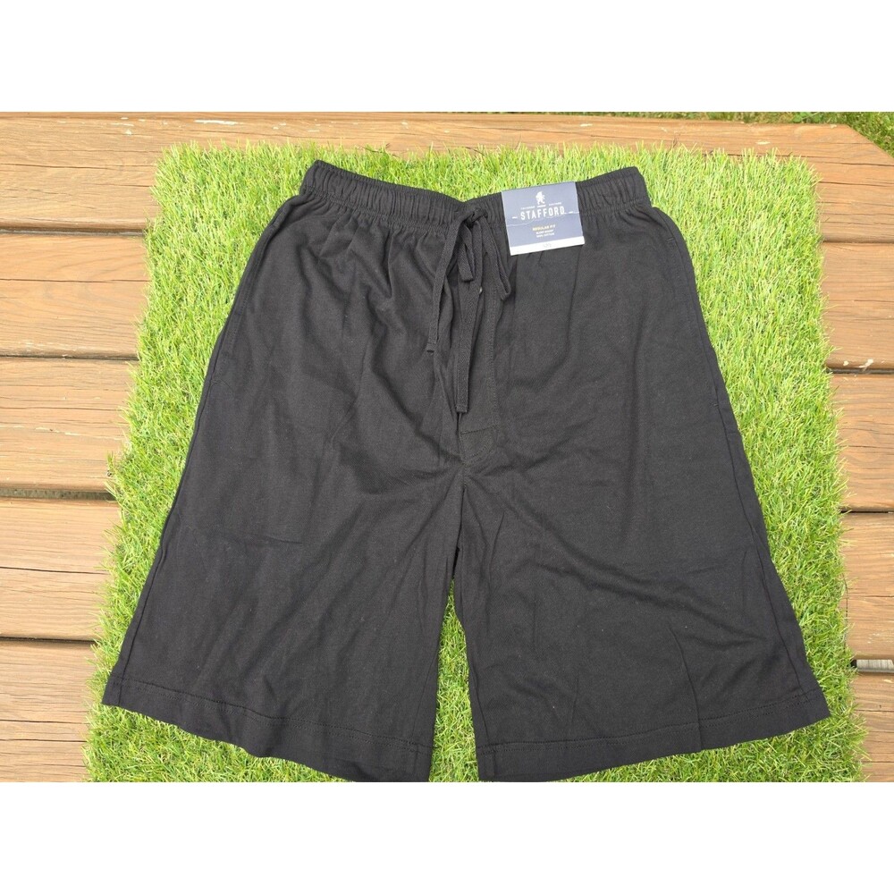 Stafford Sleep Shorts Adult Size Small Black NWT Regular Fit 100% Cotton